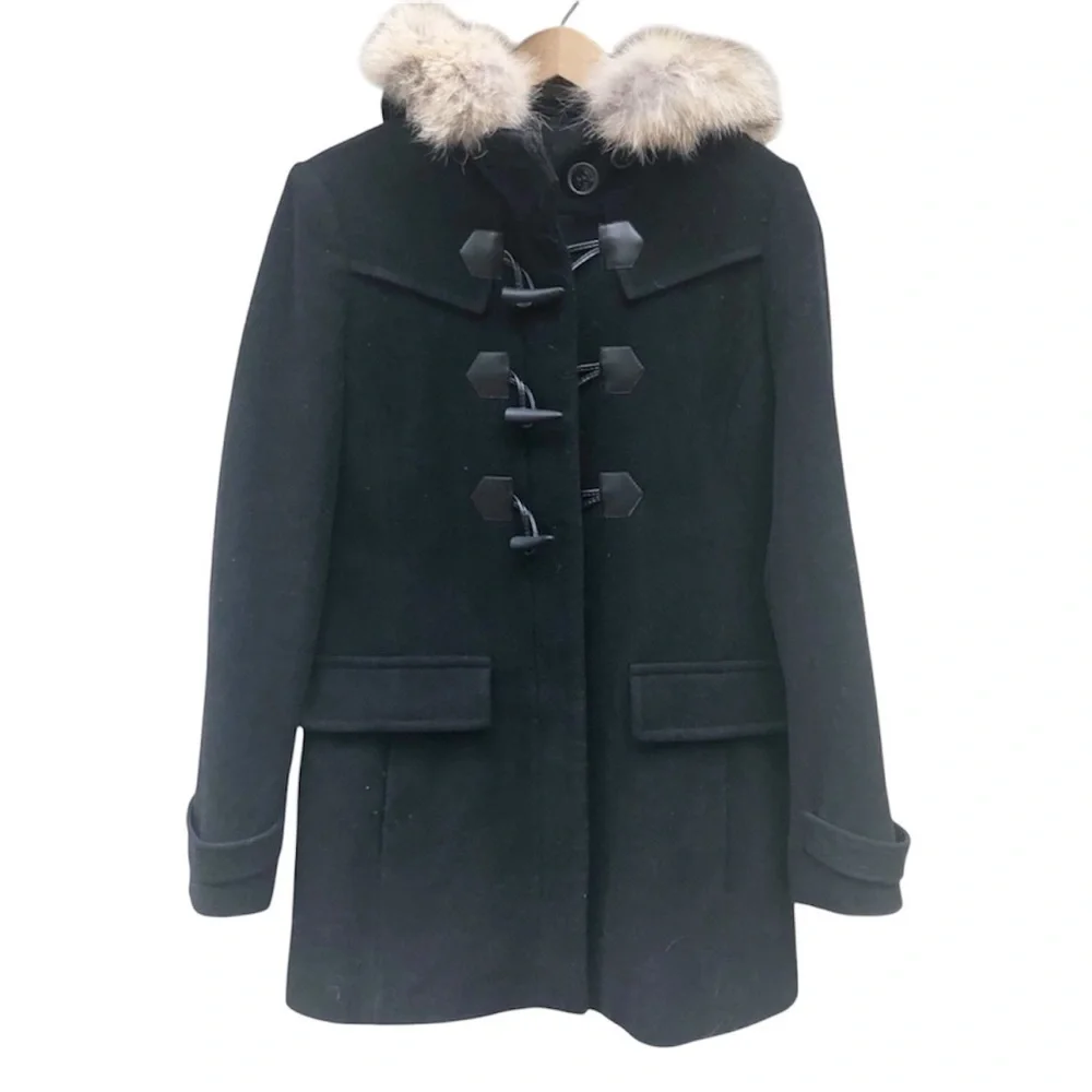 Andrew Marc NY Black Wool Peacoat Jacket Coat with Hood Womens Size 4